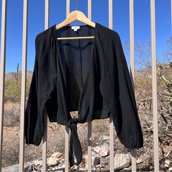 ⬇️Ice Bird Women’s Tie Lightweight Cardigan Size L Black NOT SWEATER MATERIAL - Picture 1 of 15